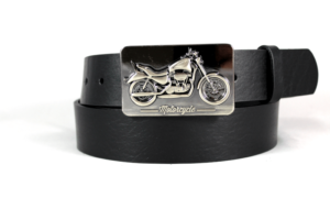 Pasek motocyklowy ELPASSO PM 05 Czarny męski pasek klamra z motywem motocyklowym