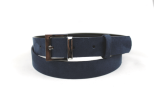 Zamszowy granatowy pasek damski szerokość 3cm PDZ-37 Gładki pasek w kolorze ciemnego granatu prostokątna klamra