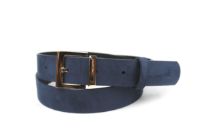 Zamszowy granatowy pasek damski szerokość 3cm PDZ-16 Ciemny granatowy pasek z matową klamrą prostokątną