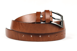 Pasek męski jasny brąz karmel, skóra naturalna, klamra metalowa