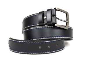 Czarny pasek do JEANSU skóra licowa PMJ 12 czarny pasek ze srebrną klamrą