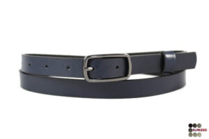 Pasek damski granatowy szerokość 2 cm Elpasso PDS 02 Ciemnoszary pasek skórzany z matową klamrą prostokątną