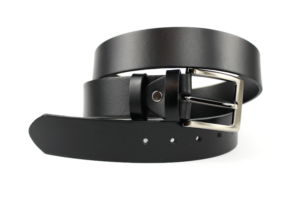 Czarny pasek do JEANSU skóra licowa PMJ 17 męski pasek skórzany ze srebrna klamrą